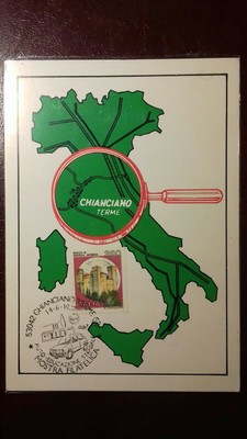 CHIANCIANO TERME POSTCARD PHILATELIC EXHIBITION 6/1987 / 2000 COPIES