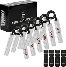Hand Grip Strengthener Set,100Lb-350Lb 6 Pack No Slip Heavy-Duty Metal Grip with