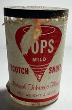 Vintage Tops Mild Scotch Snuff Empty Jar Can Glass Helme Tobacco Co.