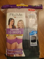 Fruit of the Loom Briefs Womens Size 9 Fit for Me 10 Pk Eversoft Cotton 10 Pairs