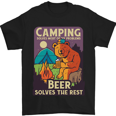 Camping löst die meisten meiner Probleme lustiges Herren T-Shirt 100% Baumwolle