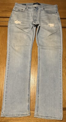 Men s Hollister Jeans Epic Flex Slim Straight  Sz 33x32 Light Distressed