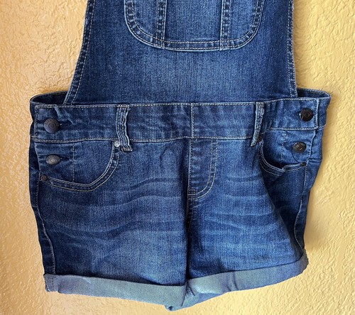 Blue Spice Junior Blue Cotton Denim Cuffed Short Overalls Size 7 Girls - Picture 3 of 12