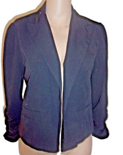 Poetry Clothing Black Jacket Lined Ruched Sleeves Faux Pockets Size Small