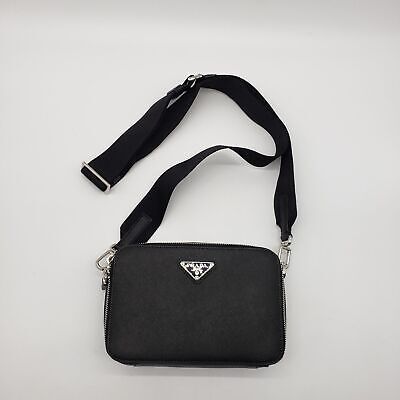 Prada Brique Saffiano Leather Crossbody Mini Bag - Black | eBay