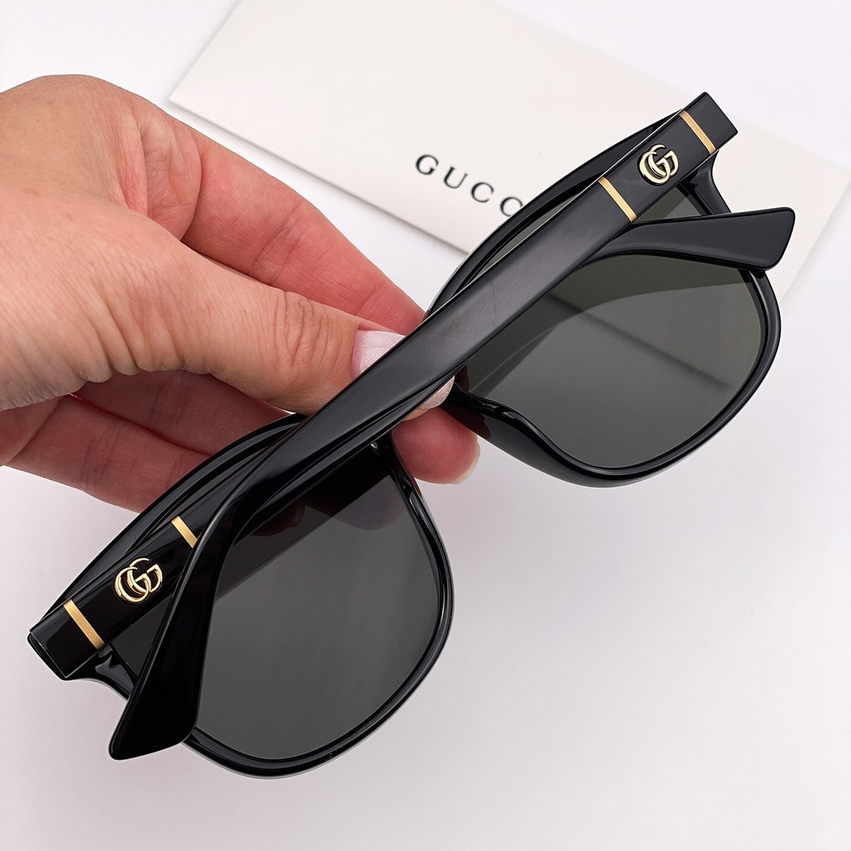 Gucci GG0637SK 001 Sunglasses Black Grey Anti-Reflective Unisex Gucci GG0637SK Asian Fit 001 Square Black Sunglasses  main image 4