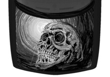 Grayscale Artistic Skull Sunburst Truck Hood Wrap Vinyl Car Graphic Decal