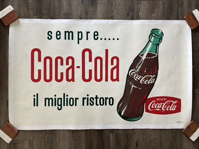 Coca-Cola Il Miglior Ristoro Coca-Cola Co 1961 Italian Advertising Poster Linen