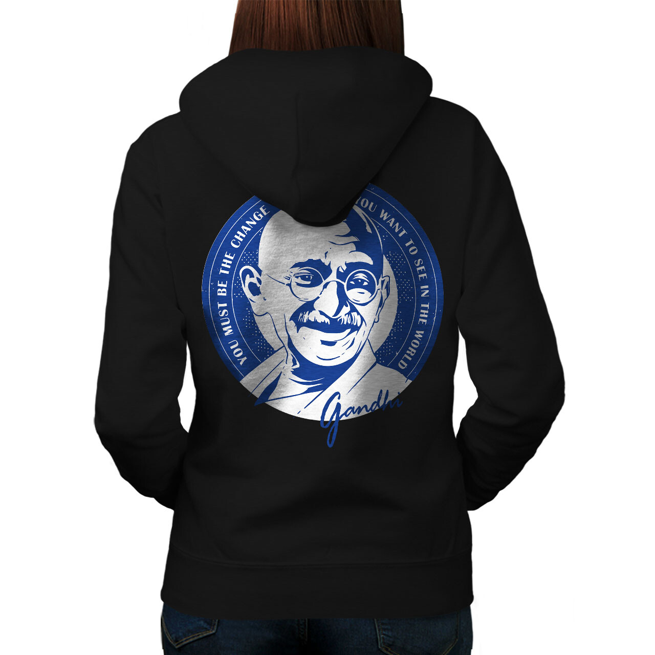 Wellcoda Quotes From Ghandi Indian Womens Hoodie Back