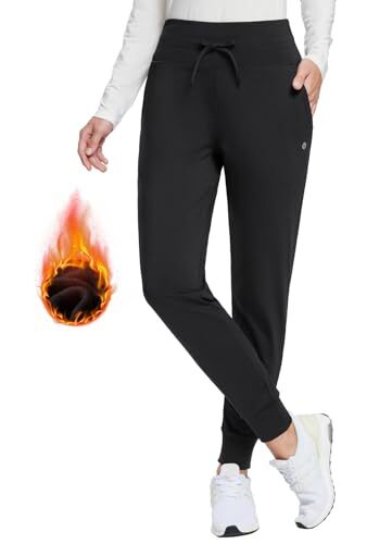 Women's Fleece Lined Pants Water-Resistant Sweatpants Small 28" Inseam Black