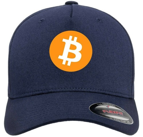 Bitcoin Logo Crypto Symbol Hat Flexfit Baseball Cap Printed Emblem S/M & L/XL - Picture 13 of 15