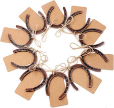 10 Pcs Good Luck Horseshoe Wedding Favors with Kraft Tags for Rustic Decor