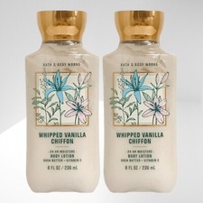 2 BATH  BODY WORKS WHIPPED VANILLA CHIFFON HAND BODY LOTION SHEA VITAMIN E 8 OZ