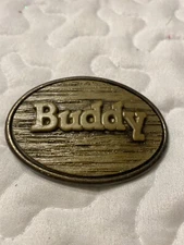 Vintage BUDDY Belt Buckle By Oden - Made In USA - 2-3/4”x 2”