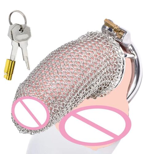 Stainless Steel Chastity Cage Long Mesh Smooth Control Anti Peni Rings Binding - Picture 2 of 26