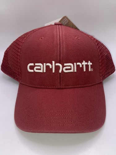 NWT Carhartt Dark Brick Red Mesh Canvas Ball Cap Slight Flaw On Brim (2nd Pic)