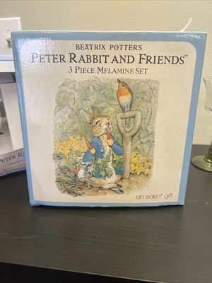 Beatrice Potter  Peter Rabbit And Friends F. Warner  3pc  Set Melamine   NIBOX