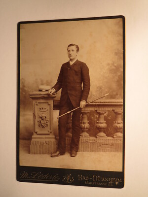 Bad Dürkheim - pupil or student with stick - hat - backdrop / KAB Studentika