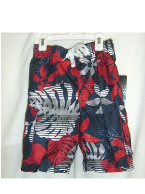KANU BOY'S SWIM TRUNKS SIZE S (4) STYLE 4437 COLOR NAVY/RED :B19-6