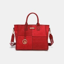 Nicole Lee Usa Scallop Stitched Handbag, Red, Medium Size