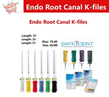 Dental Endo Root Canal File K-files 21mm 25mm 31mm Stainless Steel Hand Files