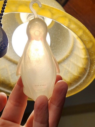Vintage Rosbro Hard Plastic Glow In The Dark Penguin Christmas Ornament *Works* - Picture 10 of 12