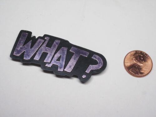 "WHAT?" Question vintage 90s fridge magnet iridescent purple - Picture 1 of 5
