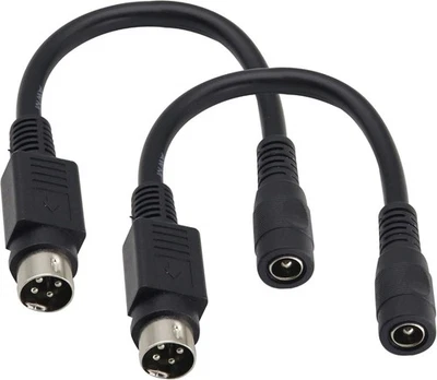 2pk 4 Pin Mini DIN to DC 5.5x2.1mm Female Power Cable 6in. 12V 18AWG Adapter New - Photo 1/4