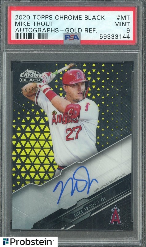 2020 Topps Chrome Black Gold Refractor Mike Trout Angels AUTO 24/50 PSA 9