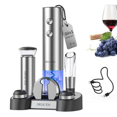 CIRCLE JOY Electric Wine Bottle Opener Set Stainless Steel Rechargeable Wine Ope