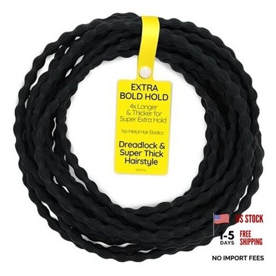 12-Pack 4X Extra Long Hair Ties - Ideal for Dreadlocks, Curly, Extra Black