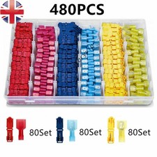 60/480PC T-Tap Electrical Cable Connectors Wire Crimp Terminals Quick Splice Kit