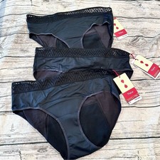 Lot of 3 NWT Thinx Black HipHugger Period Underwear; Heavy Flow; Size 3X