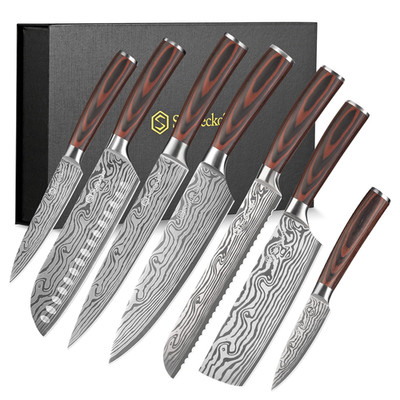 Sunnecko Kitchen Knife Set 7 Piece Chef Knife Set Professional High Carbon