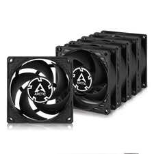 ARCTIC P8 Black 5 Pack 80 mm Case Fan quiet motor Computer 3000 RPM PC