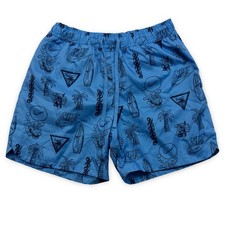 Nike Volley Shorts Mens Small Blue All Over Print Swoosh Swim Surf Palm Tree