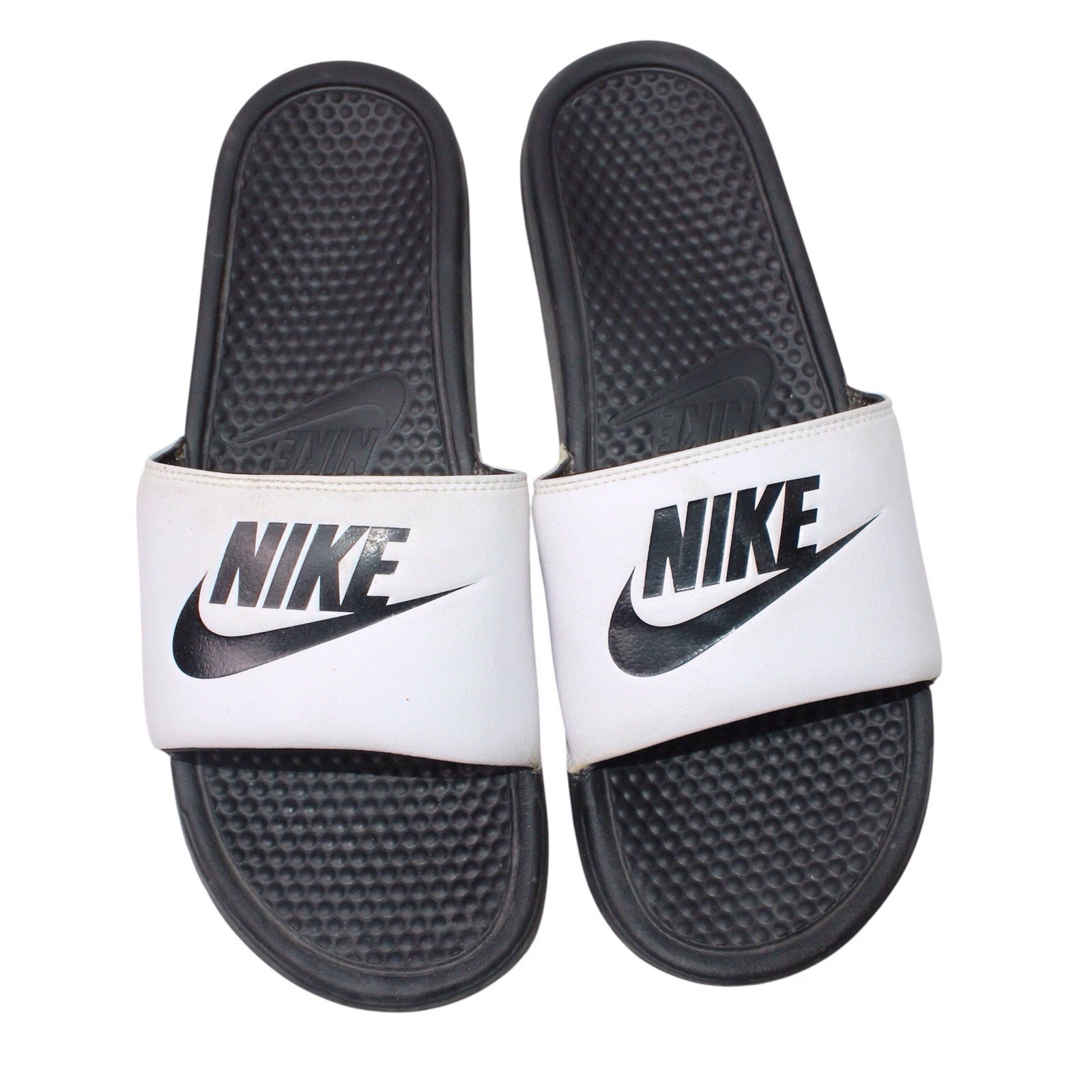 Sandali Nike Uomo 13 Benassi JDI Slide Slip On Comfort 343880 100 Bianco Nero