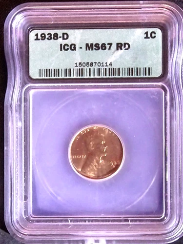 1938-D  LINCOLN IC , ICG MS67 RD