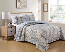 Better Home Style 3 Piece Luxury Lush Soft Blue Taupe King / Cal-King, 