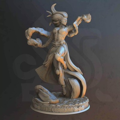 Female Elf Wizard Miniature Tharimaeth DM Stash 32mm Unpainted Resin Mini DnD