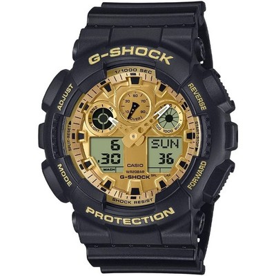 Casio G-Shock Black and Gold Ana Digi World Time Watch GA-100GGB-1A9