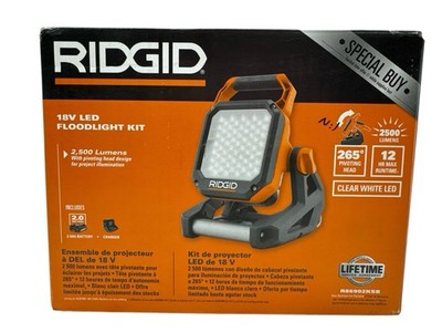 RIDGID 18V LED Flood Light Kit with 2.0 Ah Battery and Charger R86902KSB (OB)