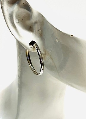 K14WG White Gold Hoop Simple Earrings qoj.Z3H09
