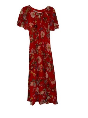 Hobbs London Maxi Dress Women's Size US 10 Floral Flutter Sleeve Lined Summer