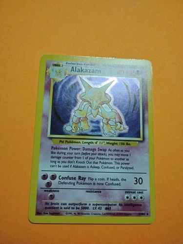 Alakazam 1/102 Base Set 1999 Shadowless Holo Rare WOTC Pokémon Never Played