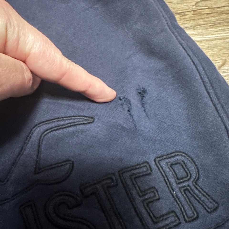 Hollister Mens Navy Blue Embroidered Logo Sweat Shorts Size L ...