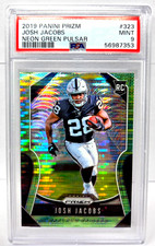 2019 Prizm Neon Green Pulsar REFRACTIVE JOSH JACOBS RC Rookie Card PSA 9 MINT