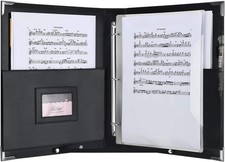 Eastar Leather Sheet Music Folder Black, 3 Rings Binder 13.5" X 10.5" Piano Musi