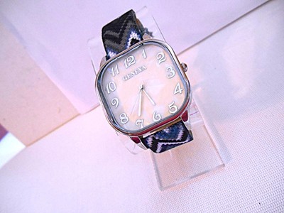 GENEVA 11546 Silvertone & Blue Multi-color Watch - New Battery