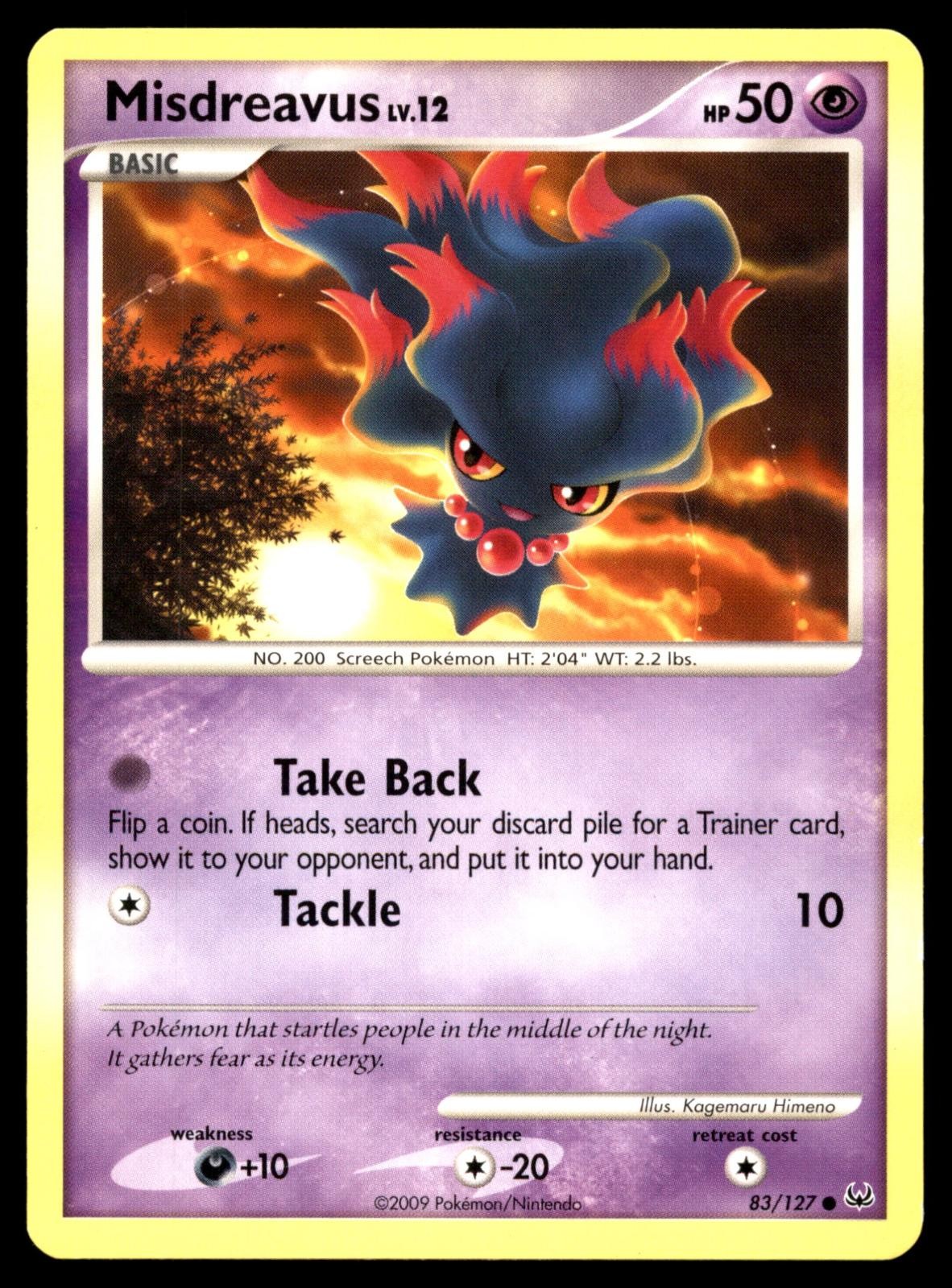 Misdreavus 83/127 Common Platinum Pokemon Moderately Played